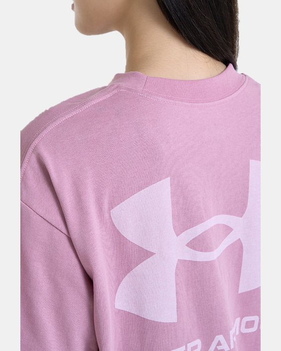 Women's UA Logo LC Oversized Heavyweight Short Sleeve in Pink image number 5
